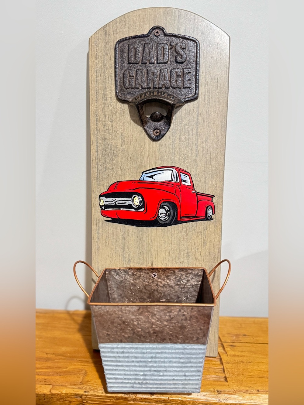 Handmade Vintage Truck Wall Mounted Bottle Opener | Dad’s Garage Bar Décor